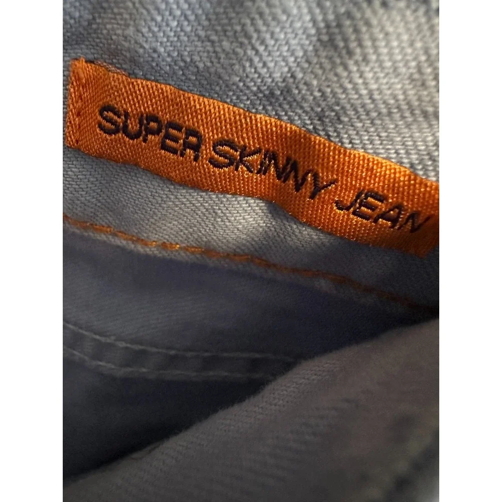 Tory Burch Super Skinny Jeans Womens Size 26 Periwinkle Low Rise‎ Stretch Logo